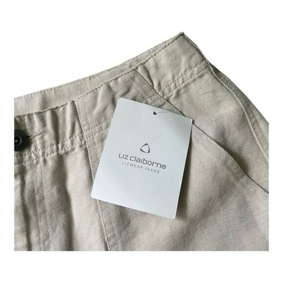 Liz Claiborne casual high waist Shorts 10 pockets zip button linen/cotton gray - Picture 3 of 12